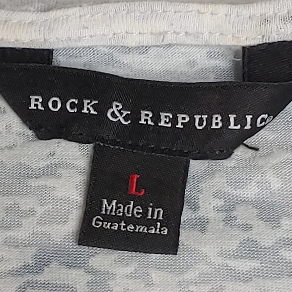 Rock & Republic B&W Feather Design Bling Tank - Beautiful! Large - Picture 3 of 7